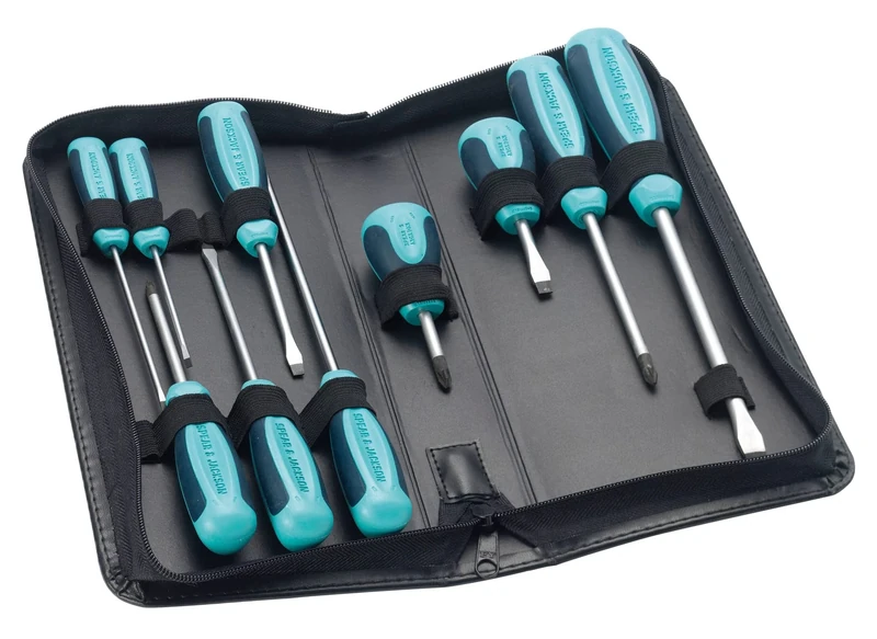 Spear & Jackson SD10SET Soft Feel Screwdriver Set, Blue, Set of 10 Piece