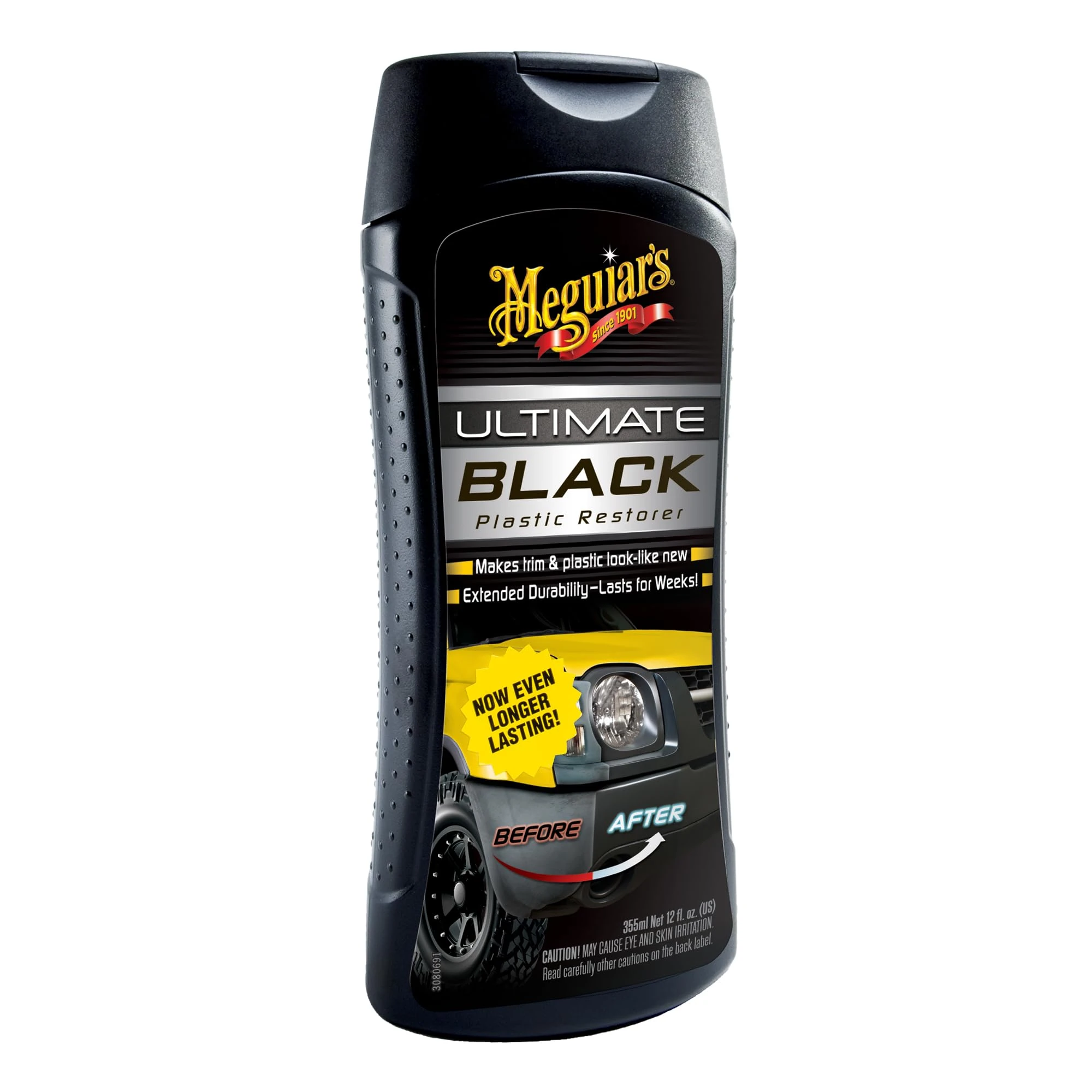 Meguiar's G15812EU Ultimate Black Plastic Restorer Trim Restorer 355ml, Packaging May Vary