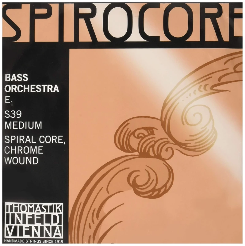 Thomastik single string for double bass 4/4 Spirocore - E-string spiral core, chrome wound, orchestral tuning, medium