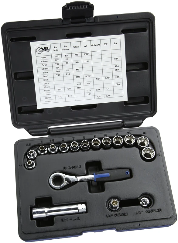 Laser 5012 Alldrive Go Thru Socket Set 1/4"D 17pc