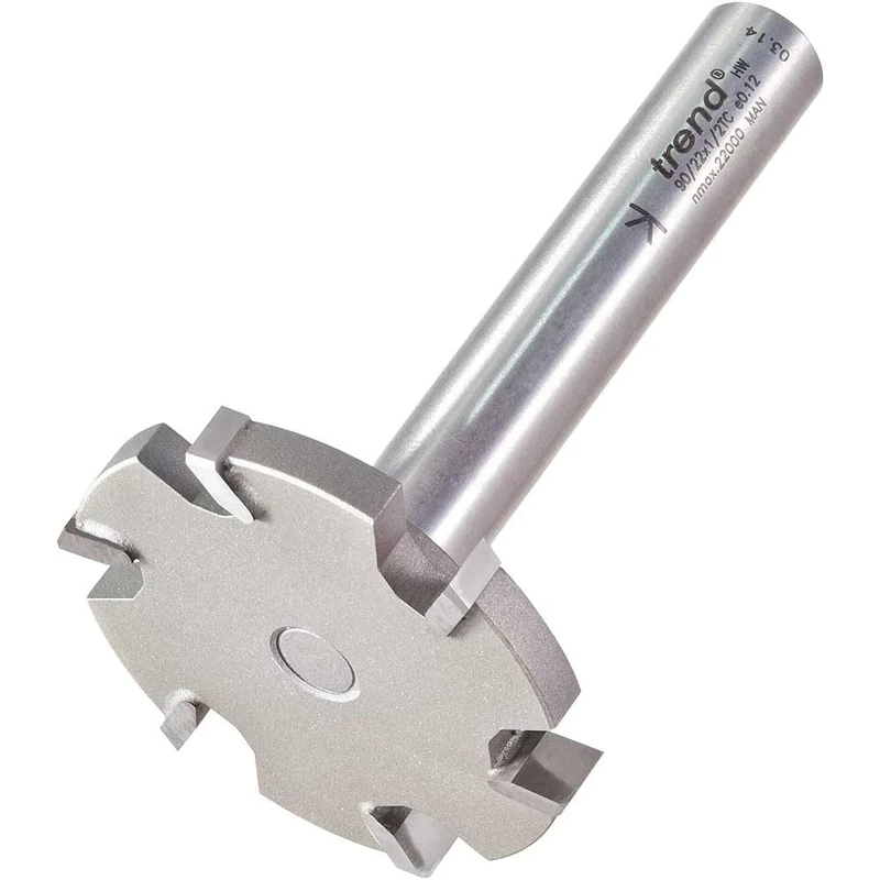 Trend Professional Six Wing Trimmer Router Bit, 1/2 Inch Shank, 52.3mm Cut Diameter and 6.5mm Cut Length, 90/22X1/2TC