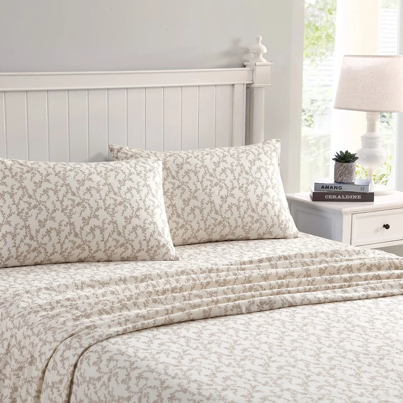 Laura Ashley Home - Full Sheets, Cotton Flannel Bedding Set, Brushed for Extra Softness & Comfort (Victoria, Full)
