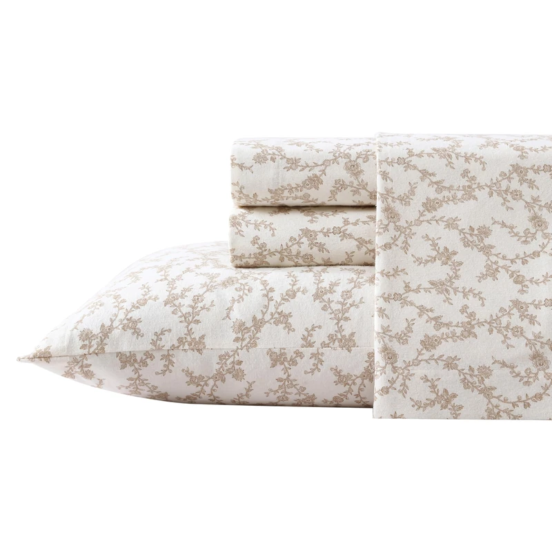 Laura Ashley Home - Queen Sheets, Cotton Flannel Bedding Set, Brushed for Extra Softness & Comfort (Victoria, Queen)