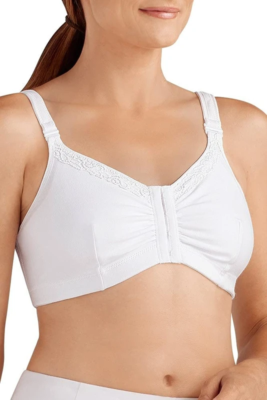 AMOENA Women's Hannah Front Closure Wire Free Comfort Bra, White, X-Large C/D