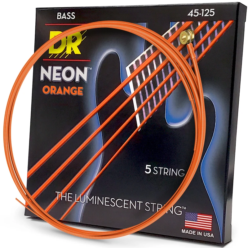 DR Strings Hi-Def Neon Orange Bass Heavy 5 String - Image 1