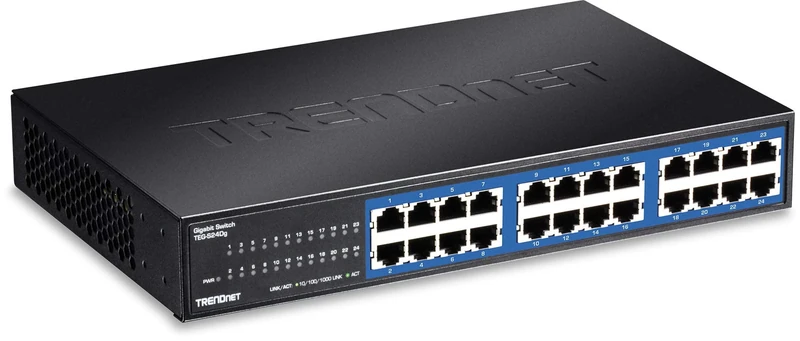 TRENDnet 24-Port Unmanaged Gigabit GREENnet Desktop Metal Switch, Ethernet Splitter, Fanless, 48 Gbps Switching Fabric, TEG-S24DG