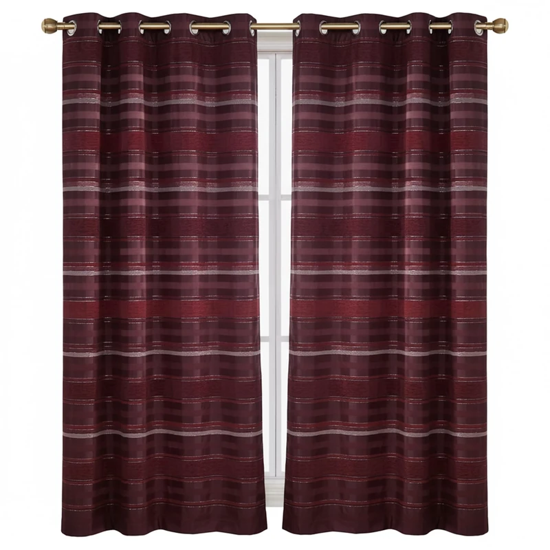 Rapport Home New York Eyelet Curtains, 90" x 72"-Red, Polyester, 90 x 72-Inch