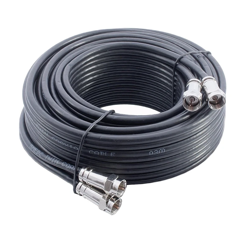10m Black Twin Satellite Shotgun Cable Extension Kit With Premium Grade Fitted Compression F-connectors As Used By The Professionals For Sky+ , HD , Freesat Allows You To Relocate Your Existing Box , Kit Consists Of 10m Sky Double Coax , 20 x Cable Clips , 4 x Connected Compression F-connectors , 2 x F-connector Couplers