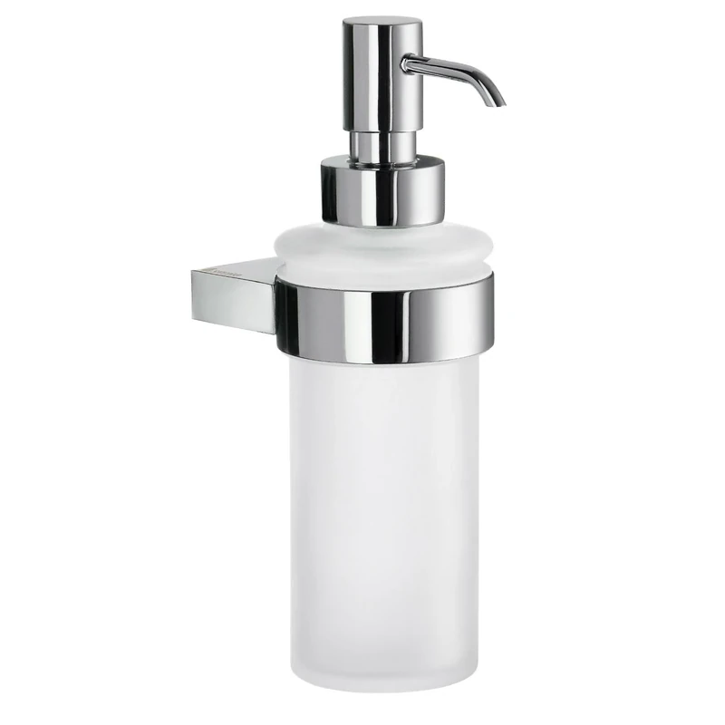 Smedbo "Air" Soap Dispenser with Frosted Glass, Polished Chrome, Silver/White, 6 x 8.5 x 18 cm