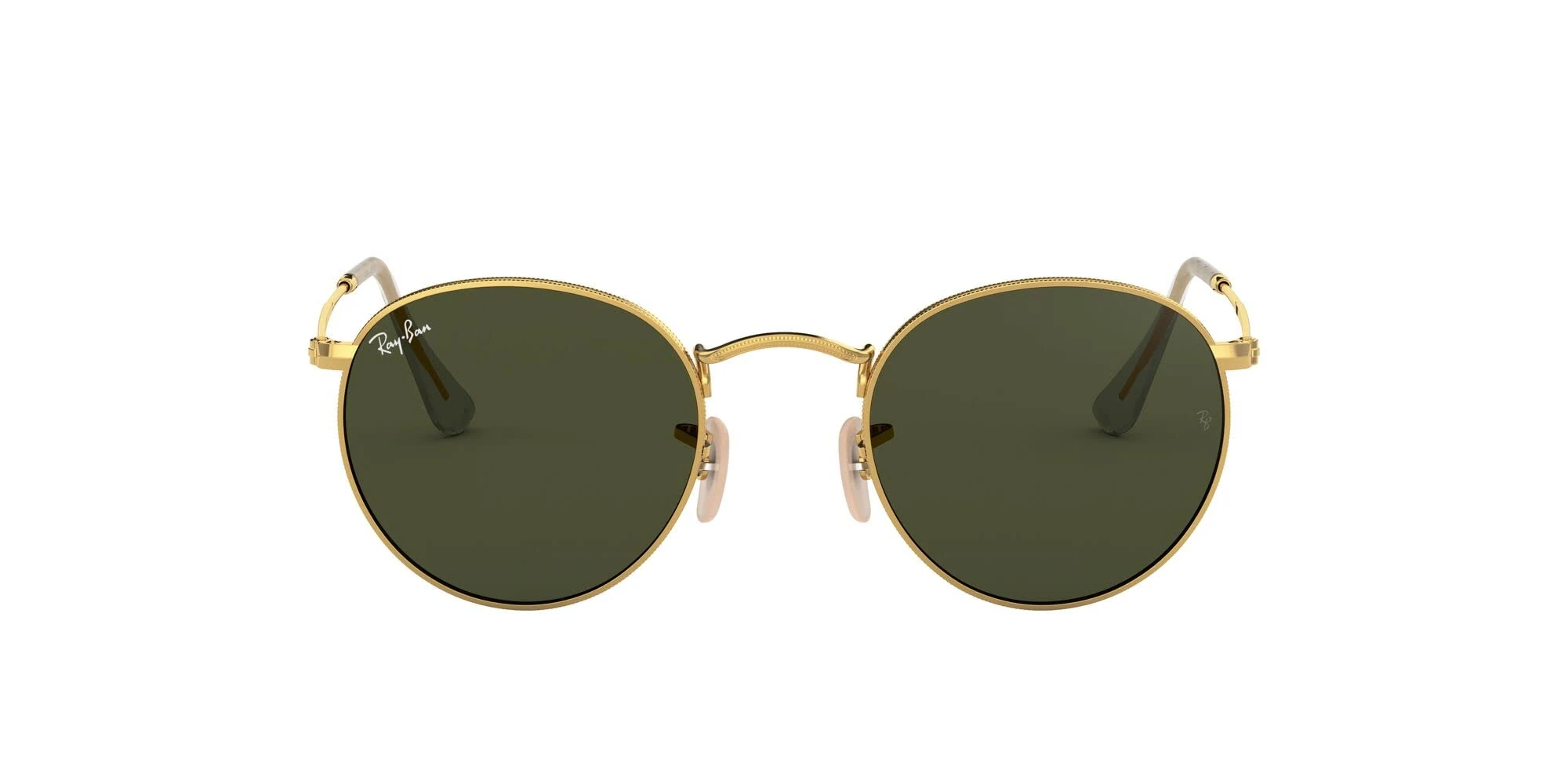 Ray-ban Mod. 3447 - Unisex sunglasses, gold frame (edge), dark green lenses size 47