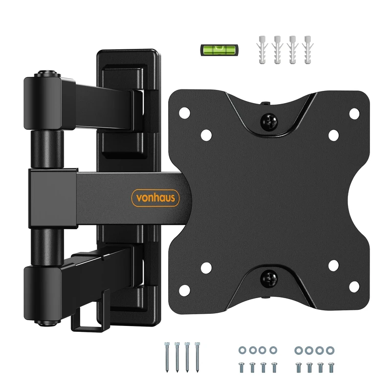 VonHaus TV Wall Bracket for 13-27" Screens, Articulating TV Bracket, Wall Mount with Full Tilt Swivel & Extension, 20kg Capacity, Max VESA: 100x100mm