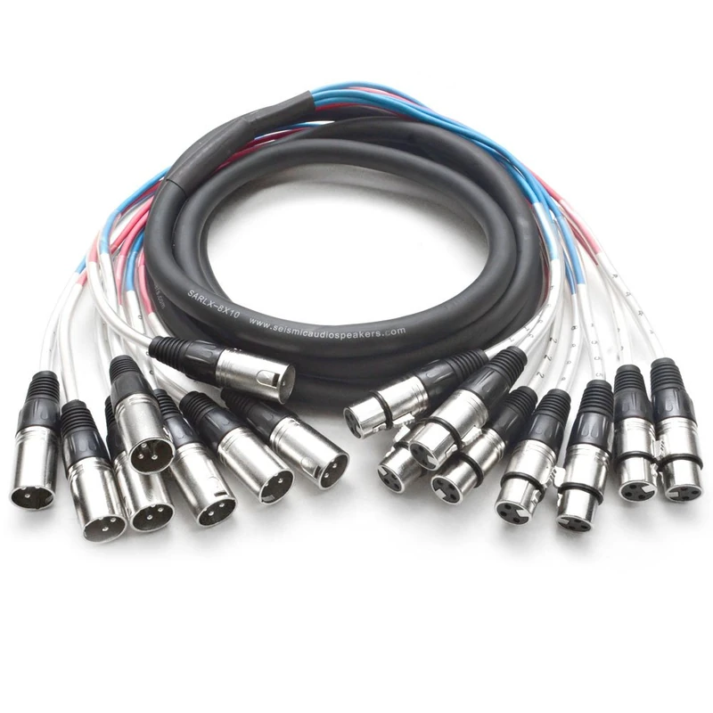 Seismic Audio - 8 Channel XLR Snake Cable - 10 Feet Long - Pro Audio Snake for Live Live, Recording, Studios, and Gigs - Patch, Amp, Mixer, Audio Interface 10' - Image 1