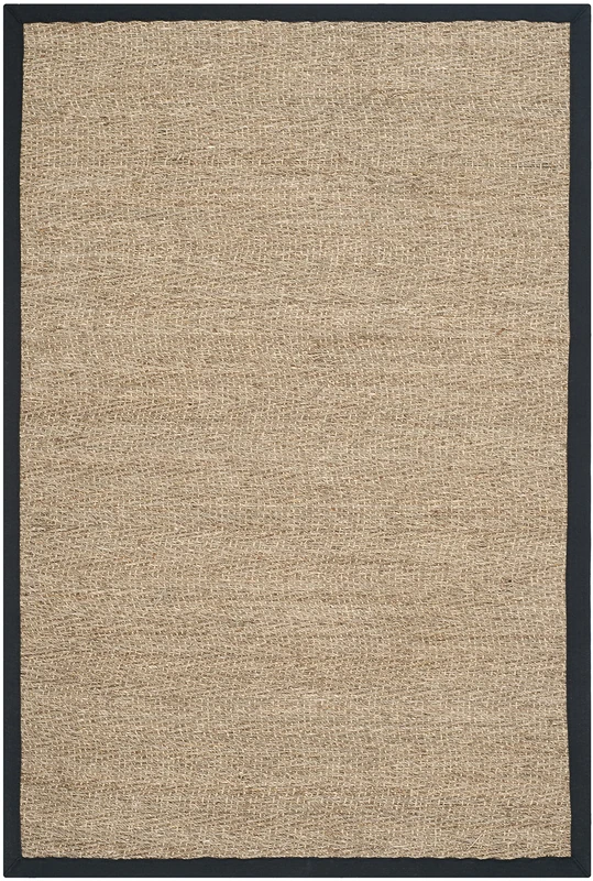 Safavieh Natural Fiber Rug for Living Room, Dining Room, Bedroom - Natural Fiber Collection, Short Pile, in Natural and Black, 76 X 122 cm