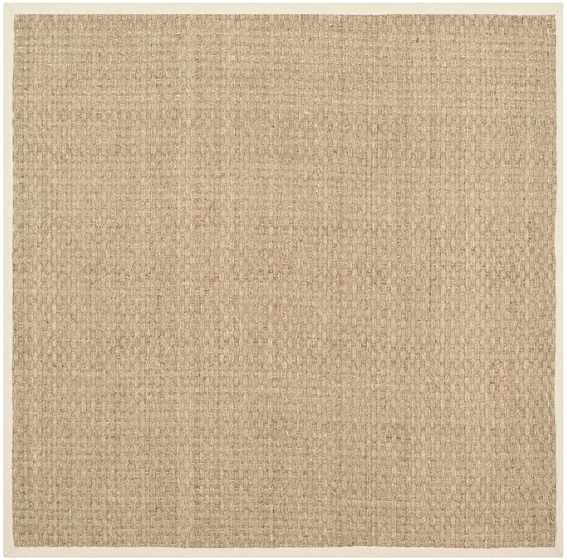 Safavieh Natural Fiber Indoor Woven Square Area Rug, Natural Fiber Collection, NF114, in Natural / Beige, 183 X 183 cm for Living Room, Bedroom or Any Indoor Space