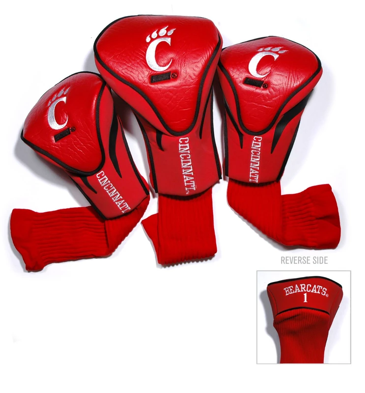 Team Golf NCAA Cincinnati Bearcats Contour Golf Club Headcovers (3 Count, Fits Oversized Drivers & Utility Clubs, Polyester, Faux Leather, Red, Golf)