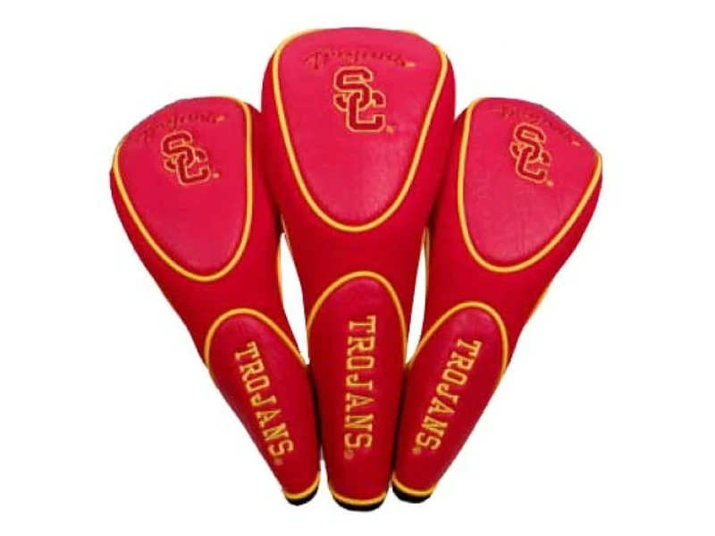 Team Golf NCAA USC Trojans Contour Golf Club Headcovers (3 Count) Numbered 1, 3, & X, Fits Oversized Drivers, Utility, Rescue & Fairway Clubs, Velour lined for Extra Club Protection