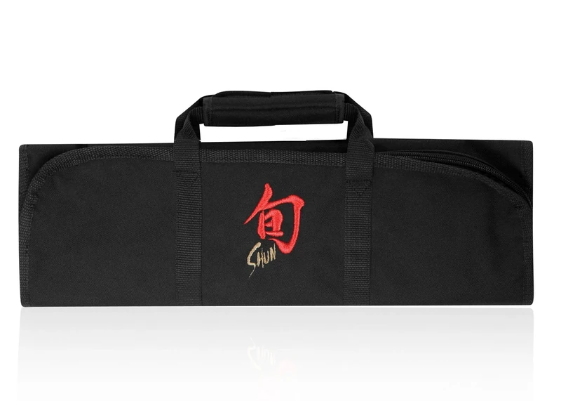 Shun Knife Roll, 8 Slots for Kitchen Knives, Carrying Case, 19.5 Inches x 18 Inches, Black