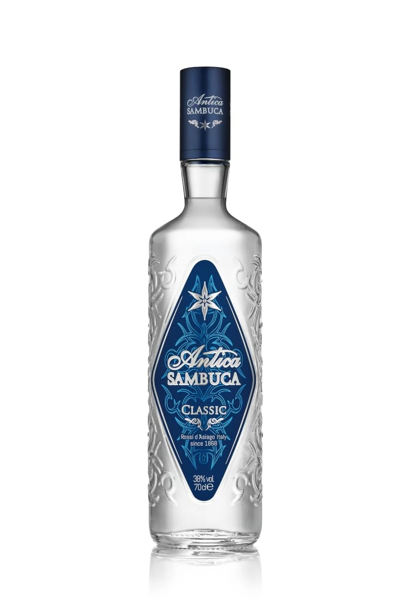 Antica Sambuca, Classic Sambuca Liqueur, 70cl, 38% ABV, Blend of Star Anise Distillate, Essential Oils, and Pure White Sugar, Best Served Cold, Ideal Neat, in Coffee, or Cocktails, Gift Idea