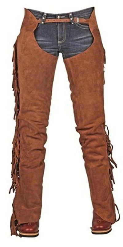 HKM Adult Showchaps with Fringe 2200 Light Brown XXL Trousers 2200 Light Brown XXL
