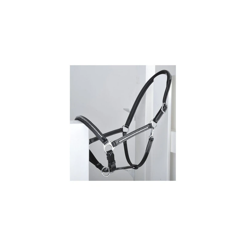 HKM Lea 540654 Leather Headcollar Thoroughbred Black/Silver