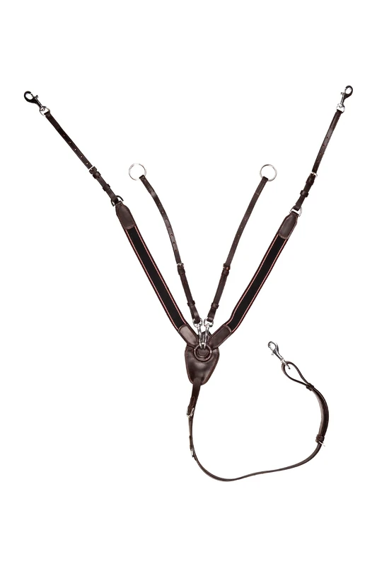 HKM 6845 Breastplate with Martingale and Wide Rubber Brown Thoroughbred