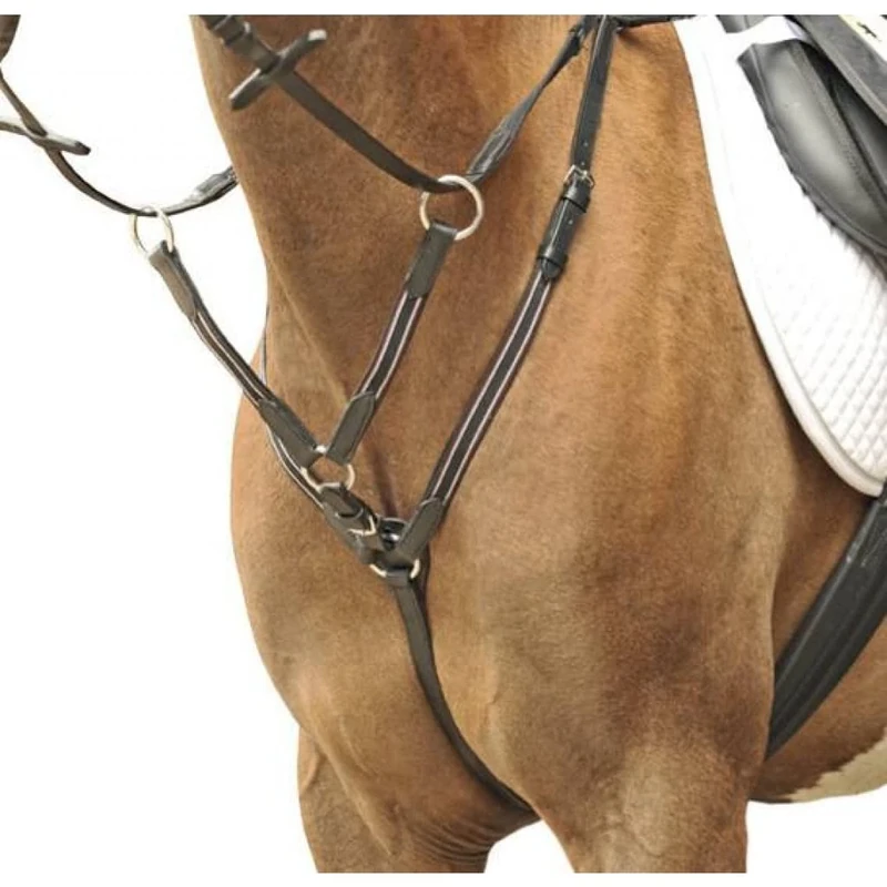 HKM Breastplate/martingale silver fittings Black Full