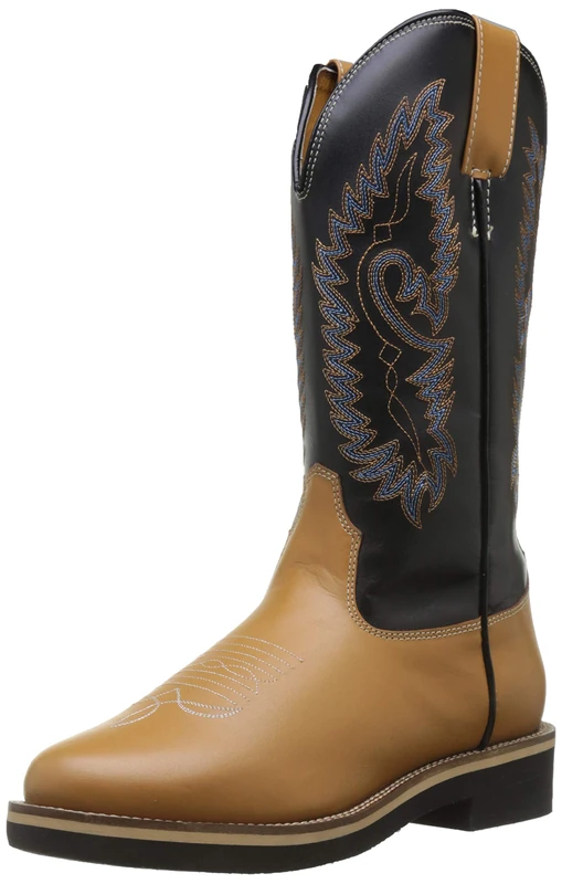HKM 4526 Softy Cow Western Cowboy Boots, Genuine Leather, London Brown, Size EU 44 / UK 10