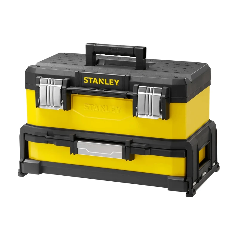 Stanley 1-95-829 Metal/Plastic Tool Box with Drawer, Black/Yellow