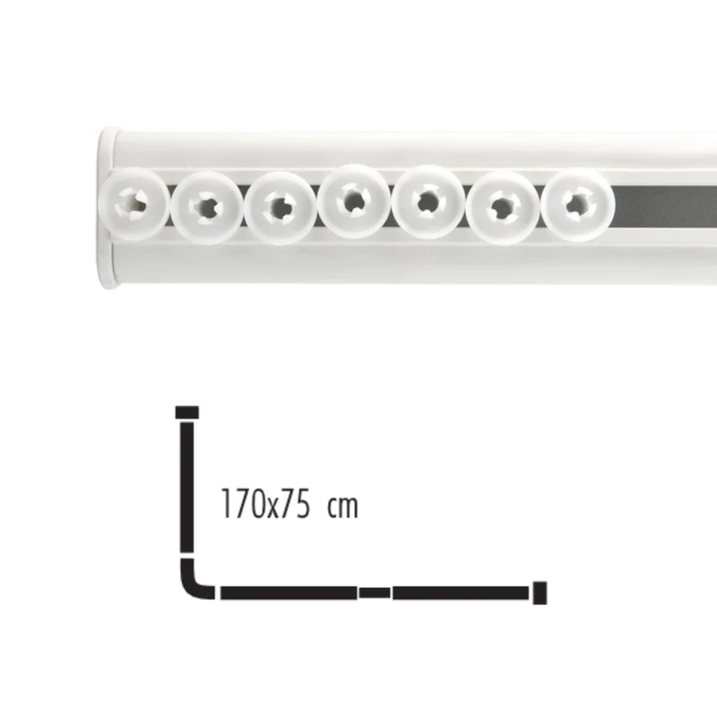 Spirella Surprise Corner Enclosure Shower Curtain Rail Oval Profile With Hidden Track Enclosure Size 170 cm x 75 cm Diameter 40 mm x 17 mm, Aluminium White