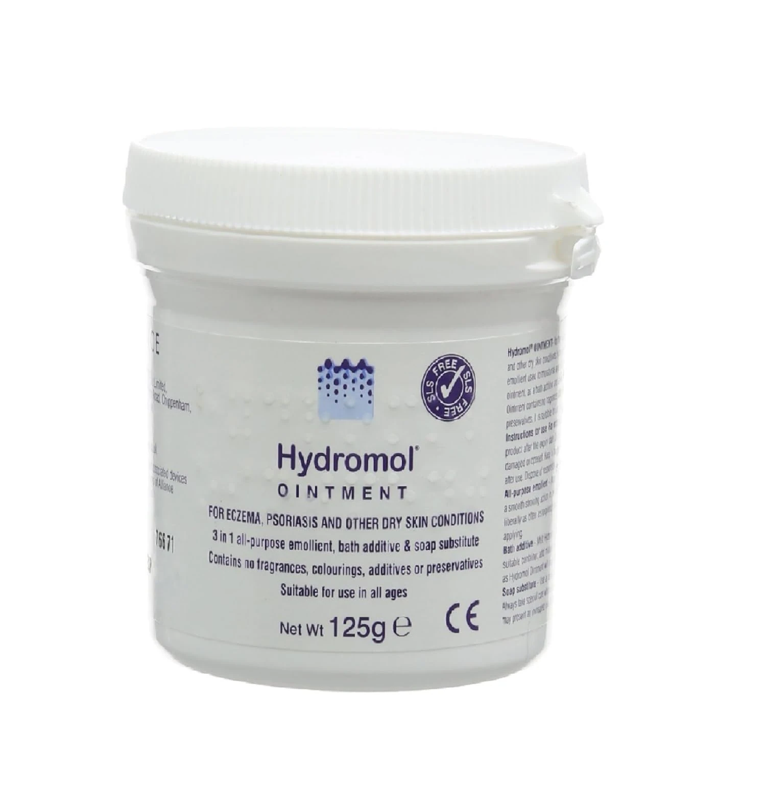 Hydromol Ointment 125 g tub, for the Management of Dry Skin, Dermatitis, Eczema, Psoriasis, suitable for all ages, soothes and calms itchy skin, and helps to prevent flare-ups.