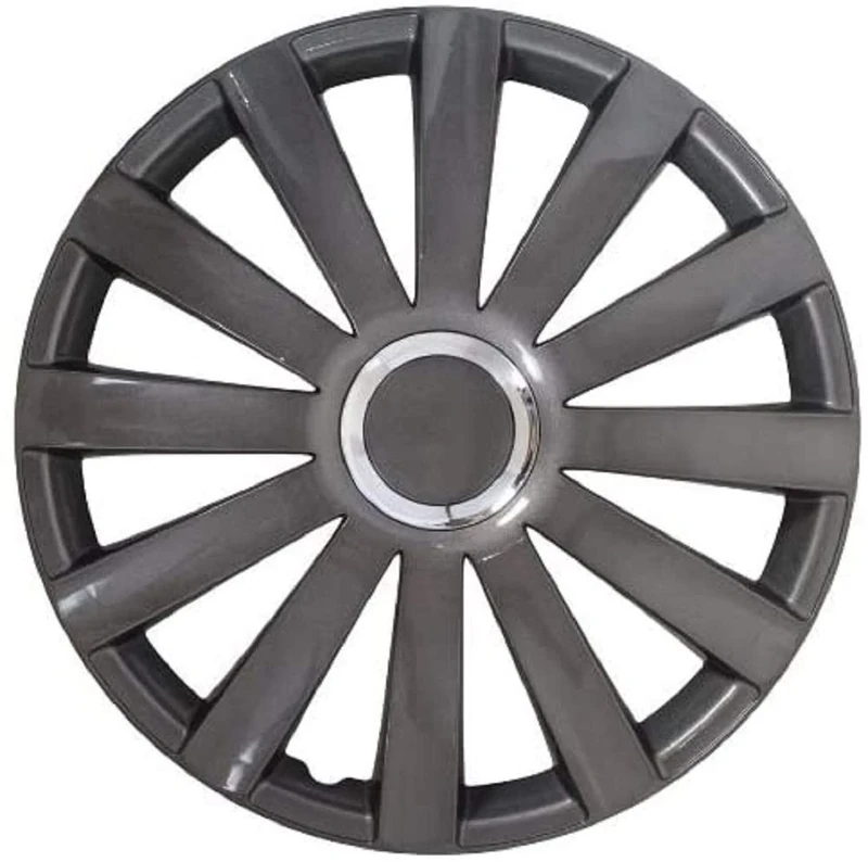 Petex Spyder Pro RB536916 Wheel Trims 16 Inch Double-Lacquered with Chrome Ring ABS Plastic in Box Dark Anthracite - Set of 4