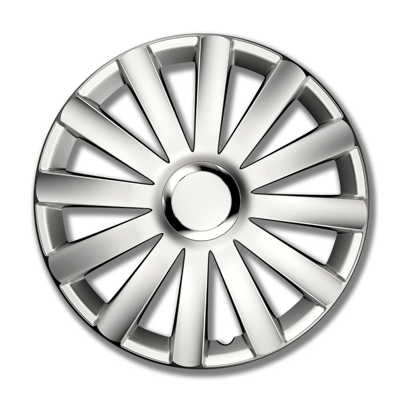 Petex Spyder Pro RB536415 Wheel Trims 15 Inch Double-Lacquered with Chrome Ring ABS Plastic Silver - Set of 4
