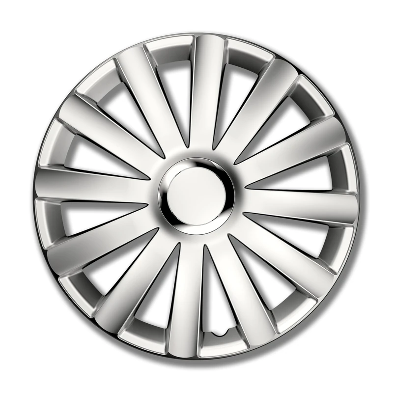 Petex Spyder Pro RB536416 Wheel Trims 16 Inch Double-Lacquered with Chrome Ring ABS Plastic Silver - Set of 4