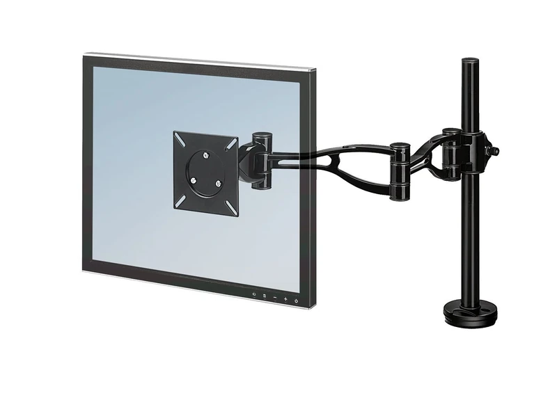 Fellowes Single Monitor Arm - Vista Monitor Mount for 10KG 32 inch Screens - Ergonomic Monitor Arm Desk Mount - Tilt 37° Pan 180° Rotation 360°, VESA 75 x 75/100 x 100 - Black