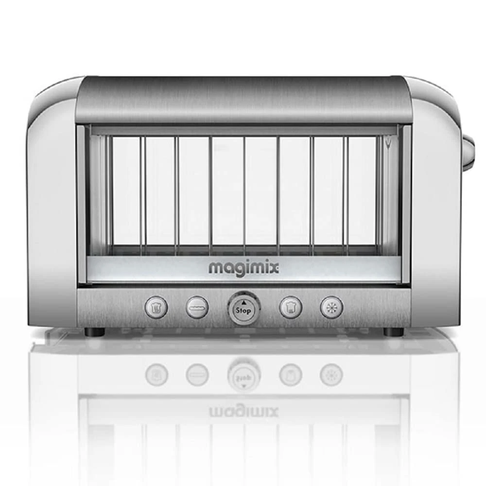 Magimix Vision See Through 2 Slice Glass Toaster | Brushed Finish | 11526, Silver