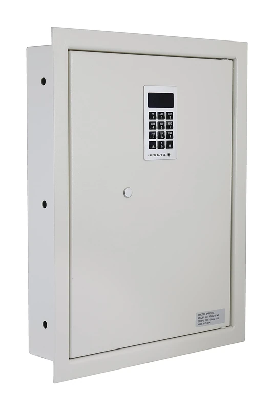 Protex Safe Electronic Keypad Wall Safe (PWS-1814E), Burglary Resistant wall safe, digital electronic locking system, velvet interior, automatic door opening, 2 Removable shelves - Image 1