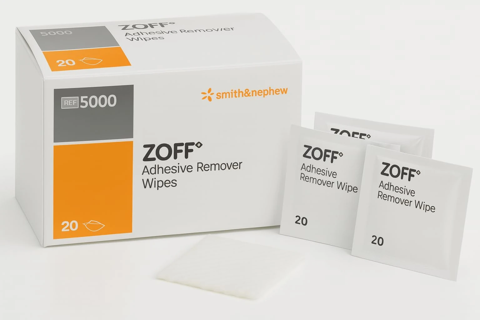 Smith & Nephew Zoff Adhesive Remover Wipes for Residues of Tapes & Strappings - Pack of 20