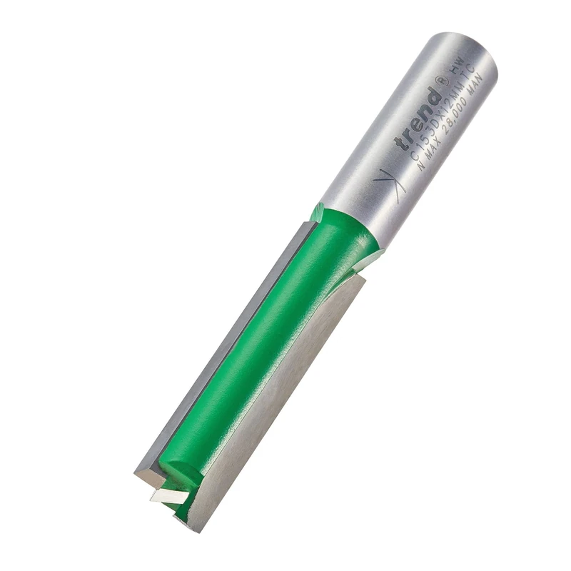 Trend CraftPro Straight Two Flute Router Cutter Bit, 12mm Shank, 12.7mm Cut Diameter & 50mm Cut Length, Tungsten Carbide Tipped, C153DX12MMTC