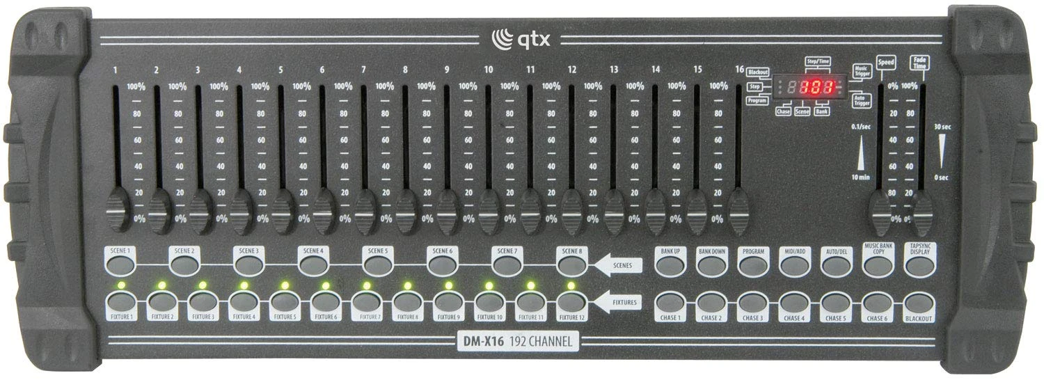 QTX | 192 Channel DMX Controller for Controlling up to 12 Effects lights Simultaneously Stage, DJ, Theatre, Nightclubs