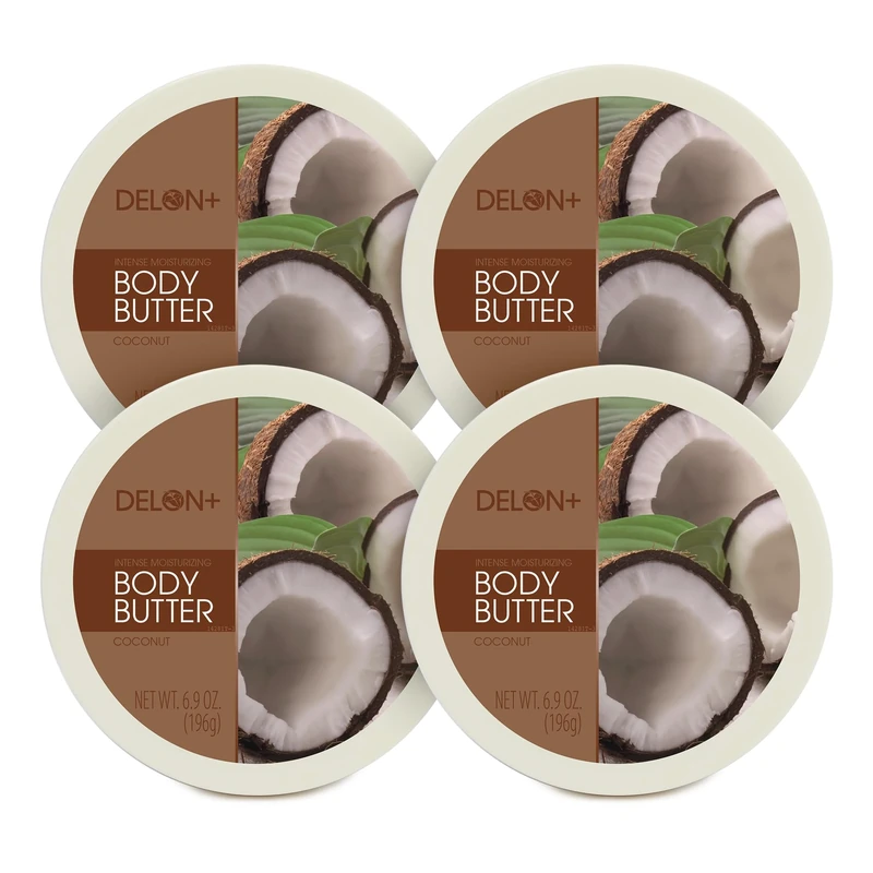 DELON Intense Moisturizing Coconut Body Butter 6.9 Oz (4-pack)