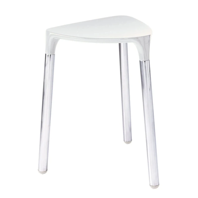 Gedy Yannis Bathroom Stool - White and Chrome Design - Image 1
