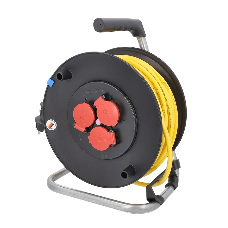 AS - Schwabe 10139 Safety Cable Drum 285 mm Diameter 33 m K35 AT-N07 V3V3-F 3G2.5 IP44 Outdoor Use, Yellow