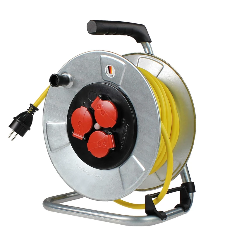 as – Schwabe Metal Cable Drum, Cable Roller, Type: K35, Protection Class: IP44, for Garden, Lawn Mower and Outdoor, 10347