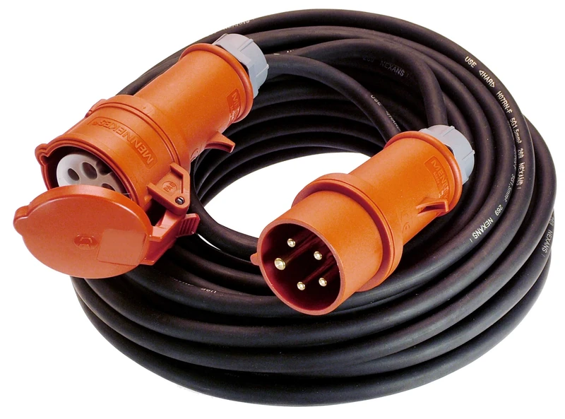 as - Schwabe High Current Extension Cable 25 m H07RN-F 5G4 - CEE Phase Reversing Plug - 400V/32A/Approx. 22kW - 5-Pin Robust CEE Extension for Outdoor Use - IP44 - Made in Germany, 60518