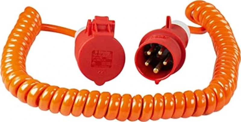 AS – Schwabe 70416 Construction Site Spiral 400 V/16 A 5 m H07BQ-F 5G1.5 IP44 for Industry/Construction Sites Orange