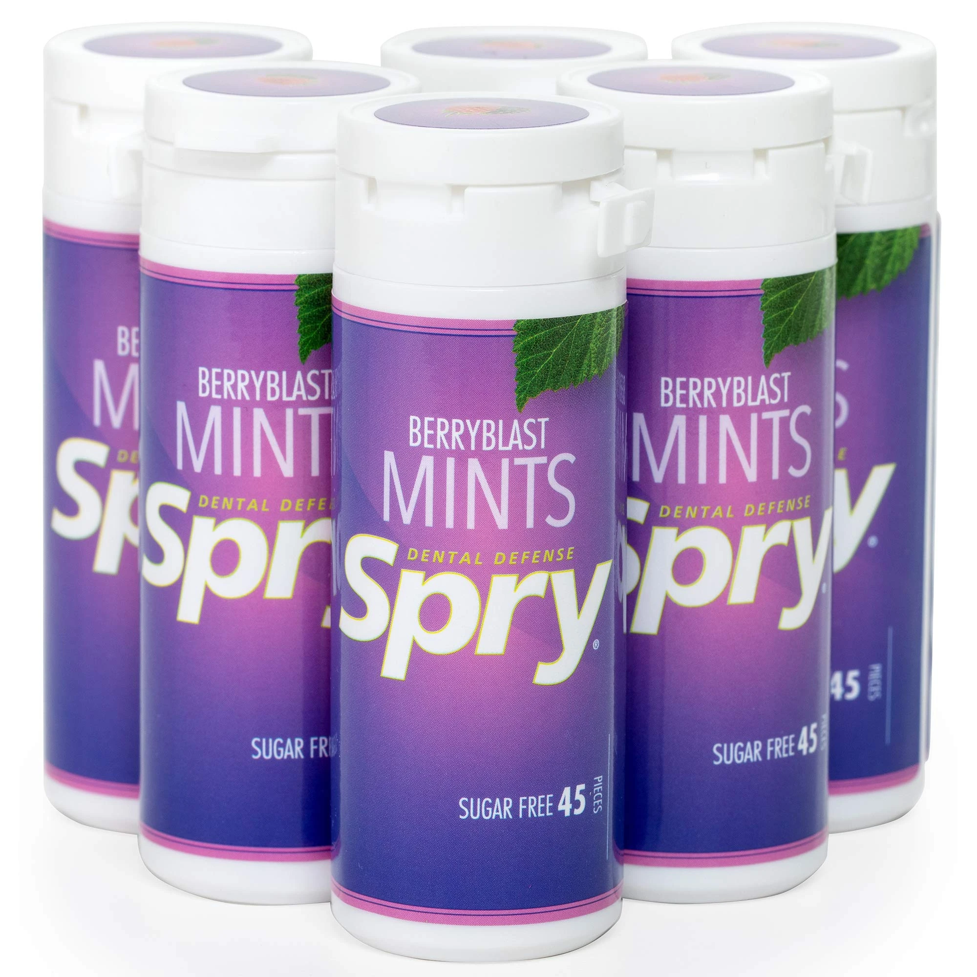 Spry Xylitol Berry Blast Mints Sugar Free Candy - Promote Oral Health, Increase Saliva Production, Stop Bad Breath, Non-GMO, Gluten-Free, 45 Count (Pack of 6)