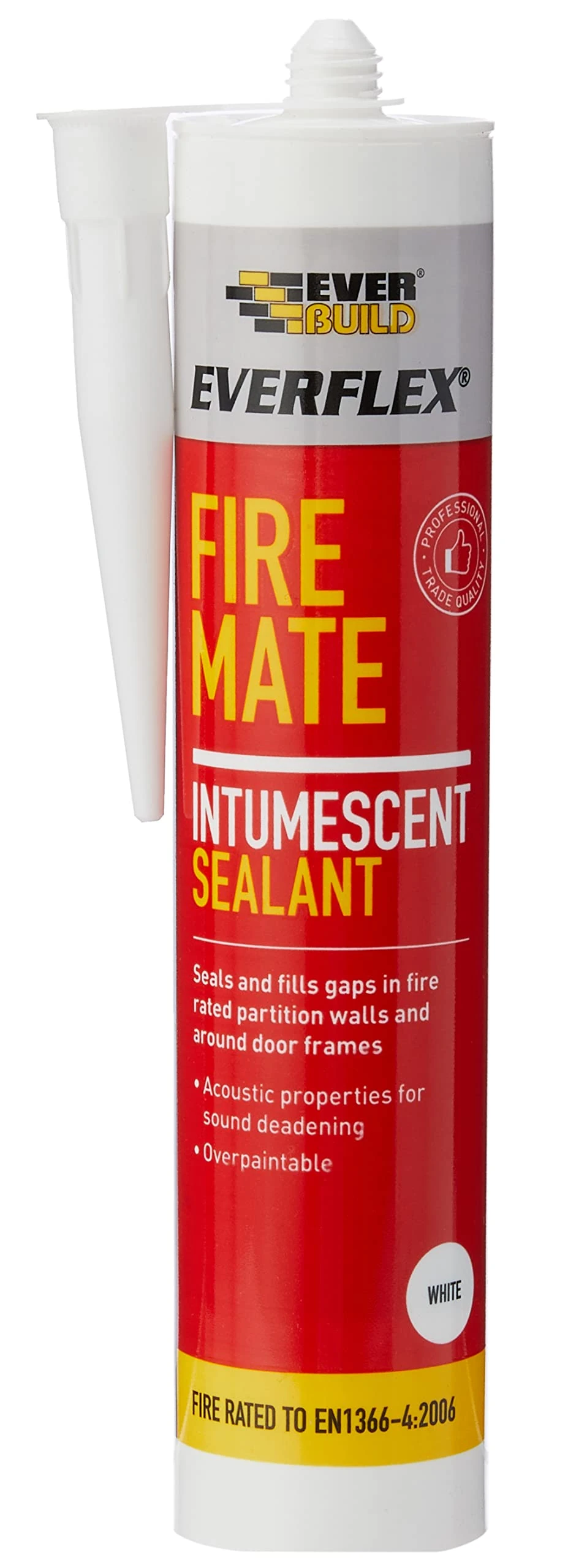 Everbuild Everflex Fire Mate Intumescent Acrylic Sealant – Fast Curing – Permanently Flexible – Fire Resistant – White – 295ml