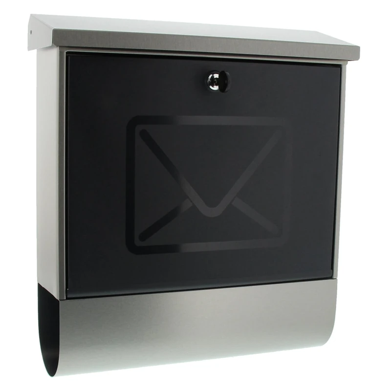 BURG-WÄCHTER Letterbox with Integrated Newspaper Compartment and Translucent Door, A4 Slot Format, EU Standard EN 13724, Incl. 2 Keys, Stainless Steel, Lucenta 2700 Ni