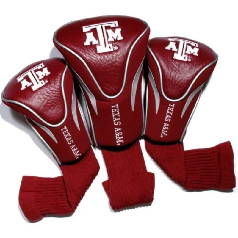 Team Golf NCAA Texas A&M Aggies Contour Golf Club Headcovers (3 Count) Numbered 1, 3, & X, Fits Oversized Drivers, Utility, Rescue & Fairway Clubs, Velour lined for Extra Club Protection