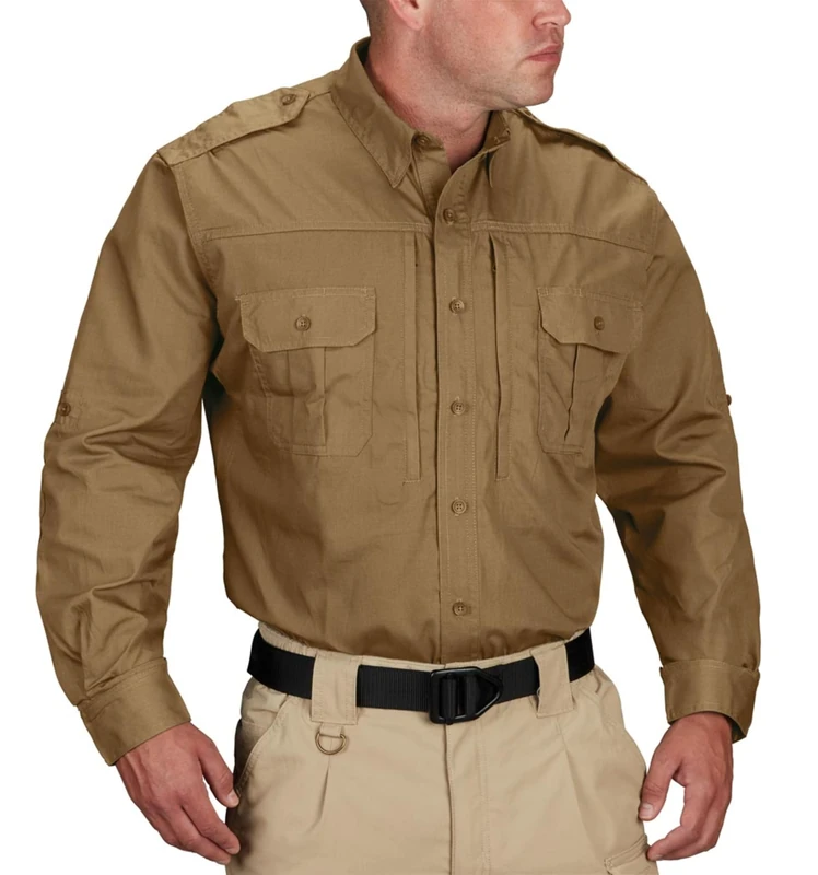 Propper Men's Long Sleeve Regular Tactical Shirt - Coyote, Medium